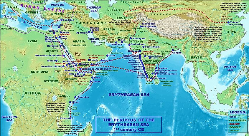 Map of the Periplus of the Erythraean Sea.
