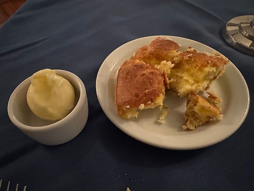Spoonbread with butter.
