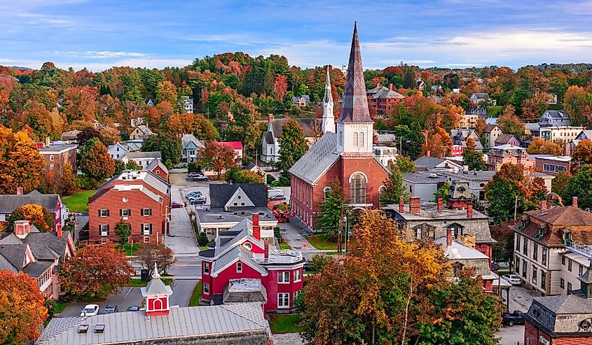 Montpelier, Vermont, town skyline.