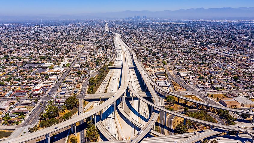 The Stack, a four-level interchange in the heart of Downtown Los Angeles.