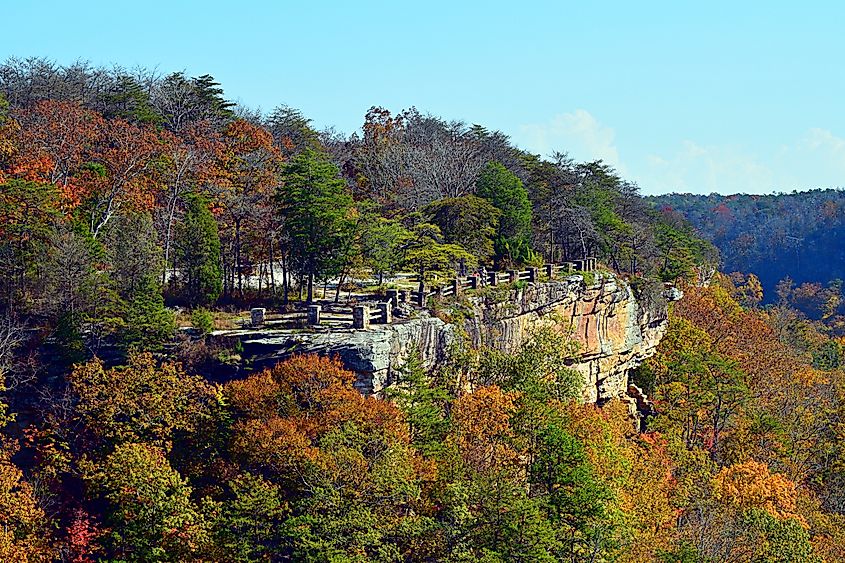 Fall foliage enhance the beauty of the Little River Canyon National Preserve, Alabama.