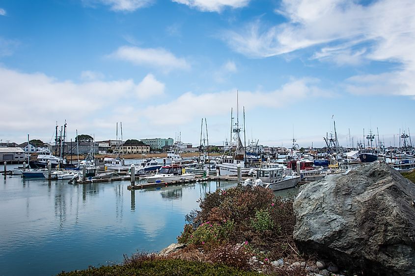  Boat harbor along the California coastline near the Pacific Ocean