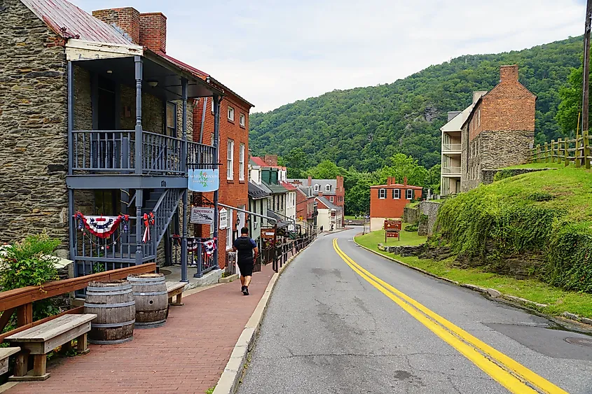 The beautiful downtown area of Harpers Ferry, West Virginia
