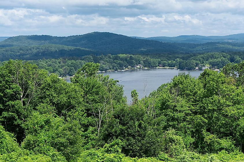 A view of Bantam Lake from atop Apple Hill in Morris Connecticut in Litchfield County