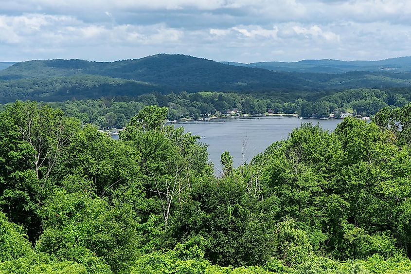 A view of Bantam Lake from atop Apple Hill in Morris Connecticut in Litchfield County