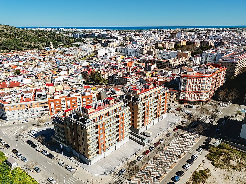 Aerial view of spanish town of Gandia. Spain