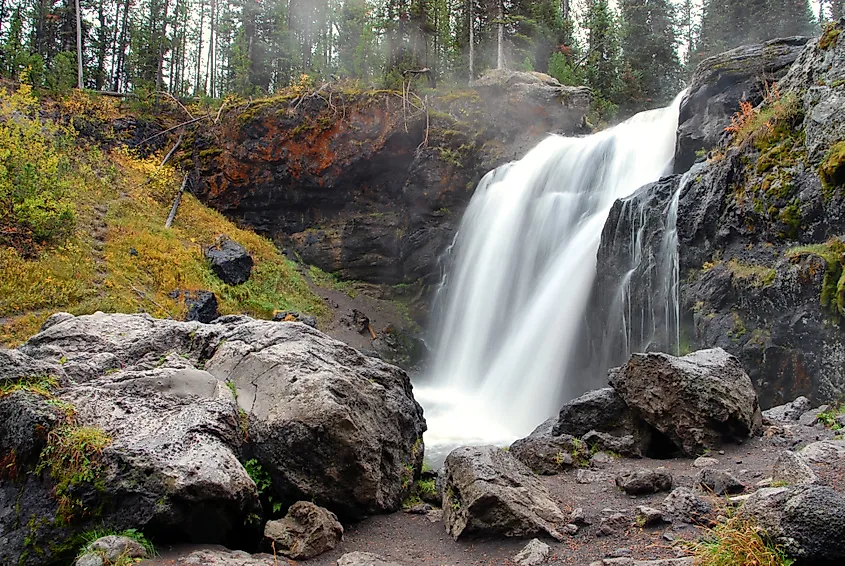 Waterfall in Yellowstone National Park. 
