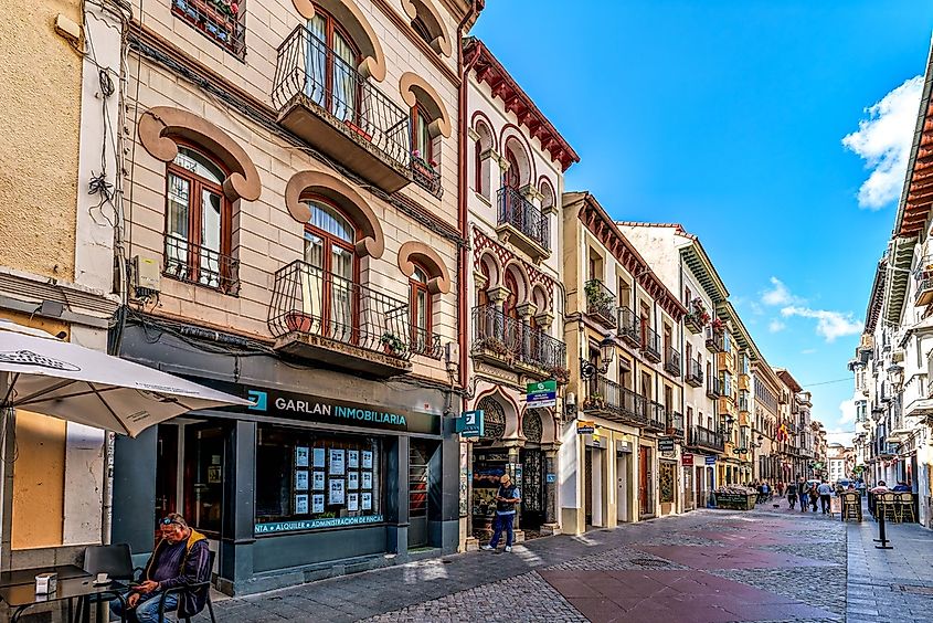 Street that leads to Jaca's Old Town and Cathedral of St Peter the Apostle.