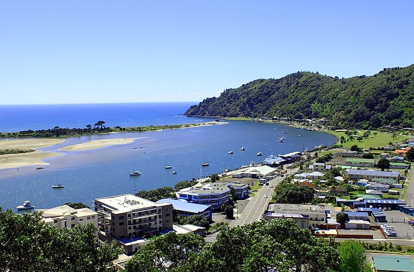 Whakatane Harbour from the lookout above Hillcrest Road.