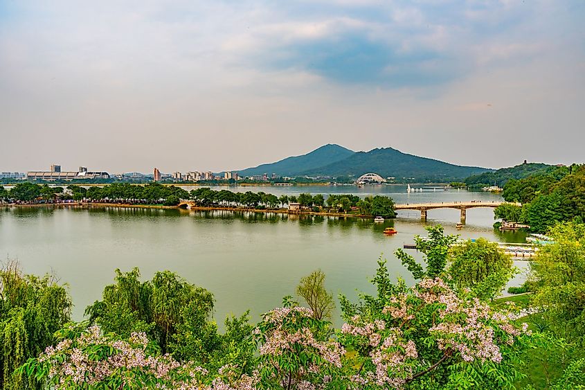 Panoramic view of the Nanjing Xuanwu Lake Park in Nanjing, China
