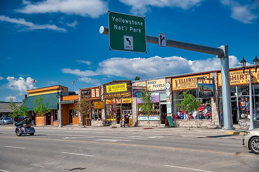 Main Street in downtown West Yellowstone, Montana.