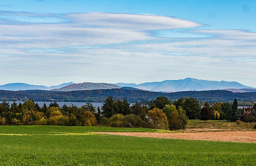 Landscape of countryside on Grand Isle, Vermont.