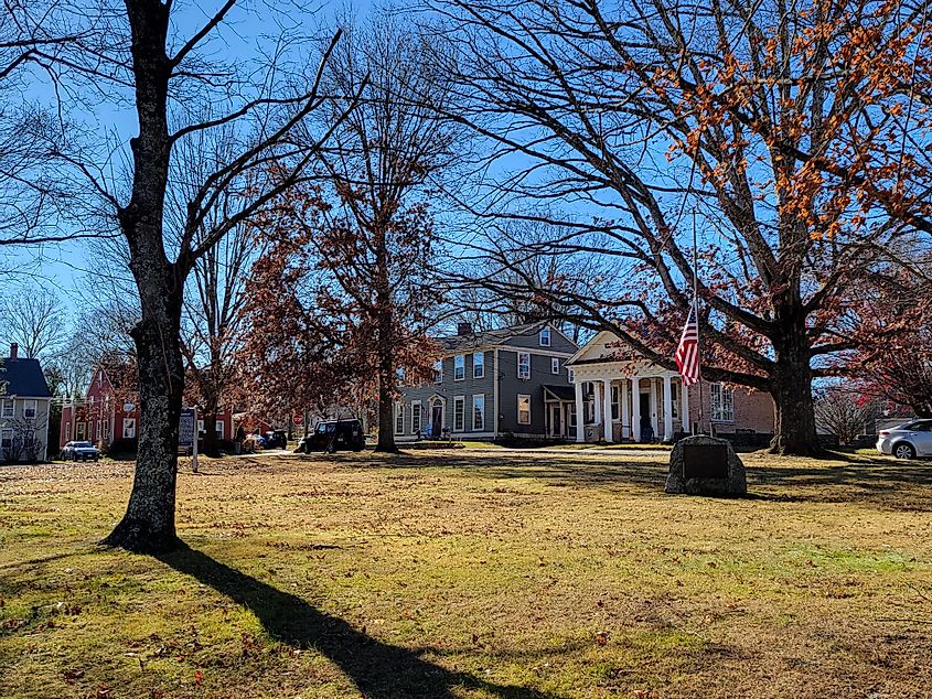 View of the Windham Green in the town of Windham, Connecticut.