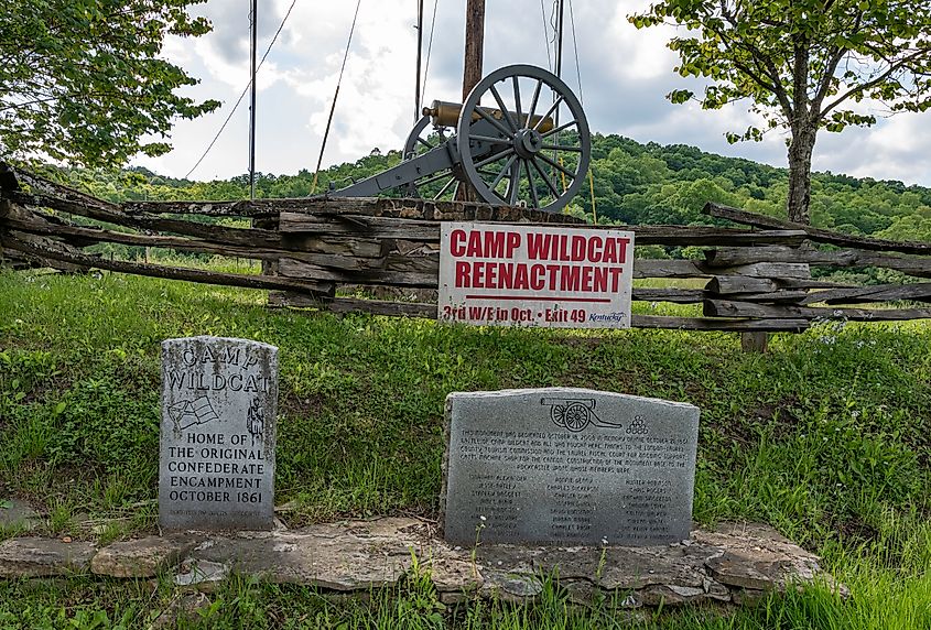 Camp Wildcat Civil War Reenactment Site in London, Kentucky. Editorial credit: JNix / Shutterstock.com.