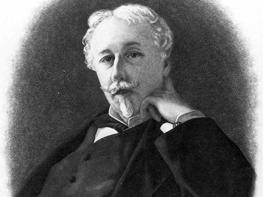 Black and white photograph of French diplomat, writer and philosopher Arthur de Gobineau