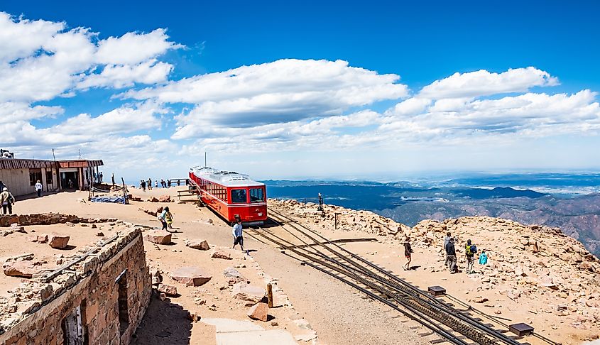 The Pikes Peak Cog Railway route in Colorado.