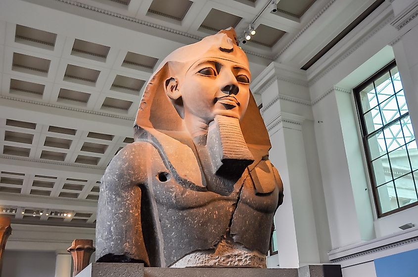 Bust of Ramses II (Pharaoh of Egypt) in British Museum, London, UK