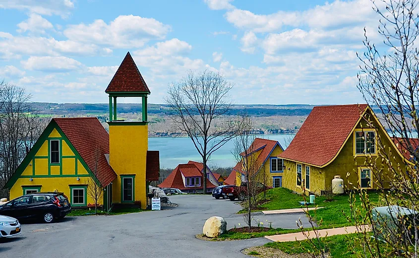 Beautiful waterfront homes in Watkins Glen, New York.