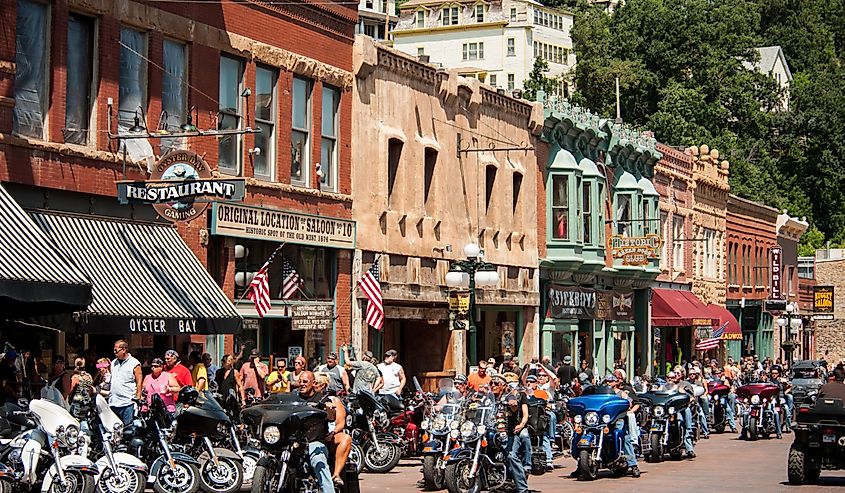 Sturgis town during the annual rally for bikers