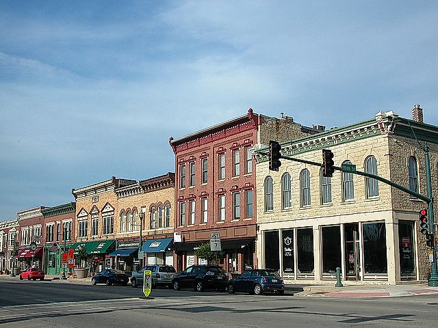 A portion of downtown Lockport, Illinois. 