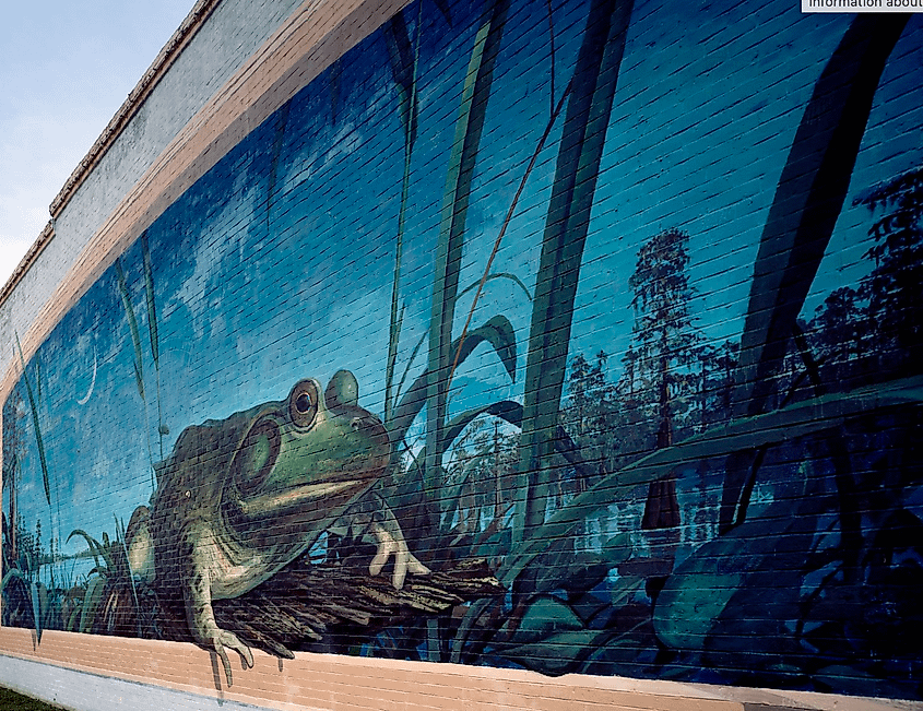 Frog mural by artist Robert Dafford in Rayne, Louisiana, the "Frog Capital of the World"