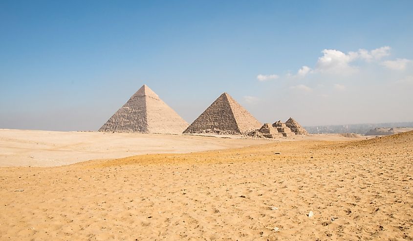 Giza Pyramids in the desert of Cairo