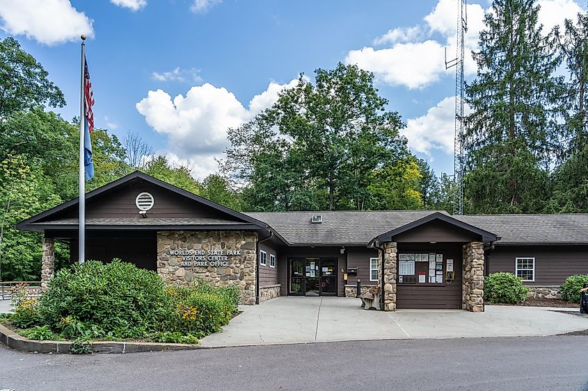 Worlds End State Park Visitor Center and Park Office building in Forksville, Pennsylvania.