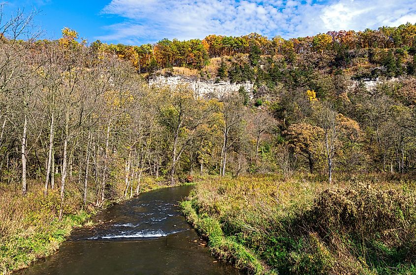 Whitewater state park river and bluffs