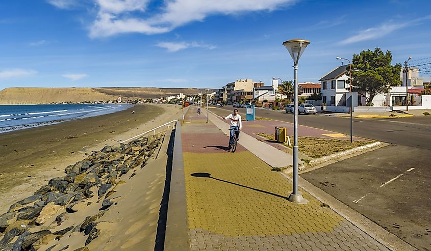 Sunny day scene at Rada Tilly, a vacation spot located at the atlantic coast in Chubut, Argentina