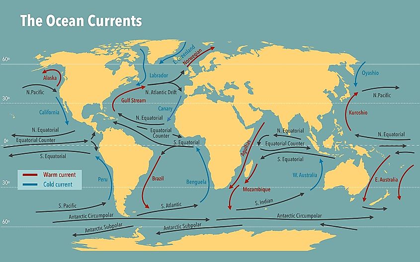 Ocean Currents Around the Globe, Including the Canary Current
