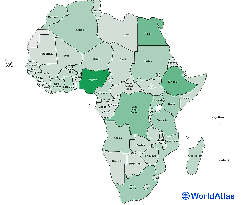 african countries by population map