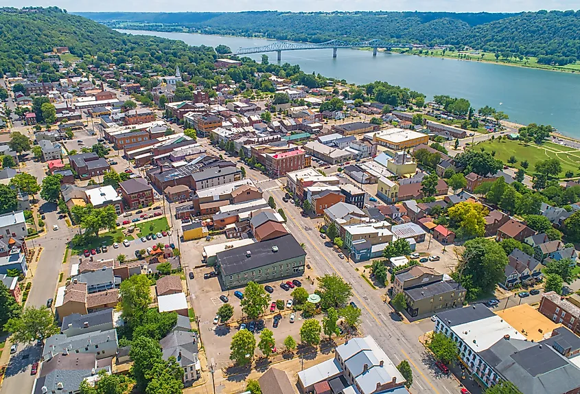 Aerial view of Madison, Indiana.