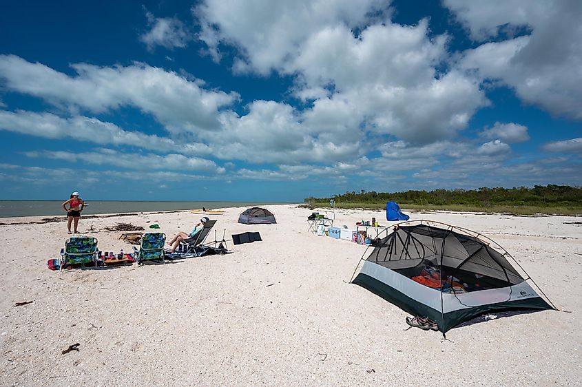 People camping on the beach in Middle Cape Sable in the Everglades National Park, via Francisco Blanco / Shutterstock.com