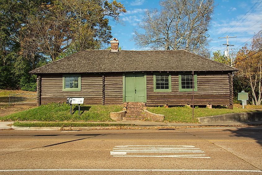 The wooden cottage built in 1800's as a part of Fort Rosalie in Natchez, Mississippi