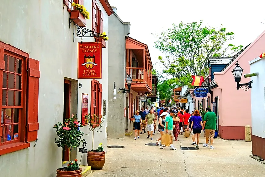 The St. George Street shopping district in historic St. Augustine, Florida.
