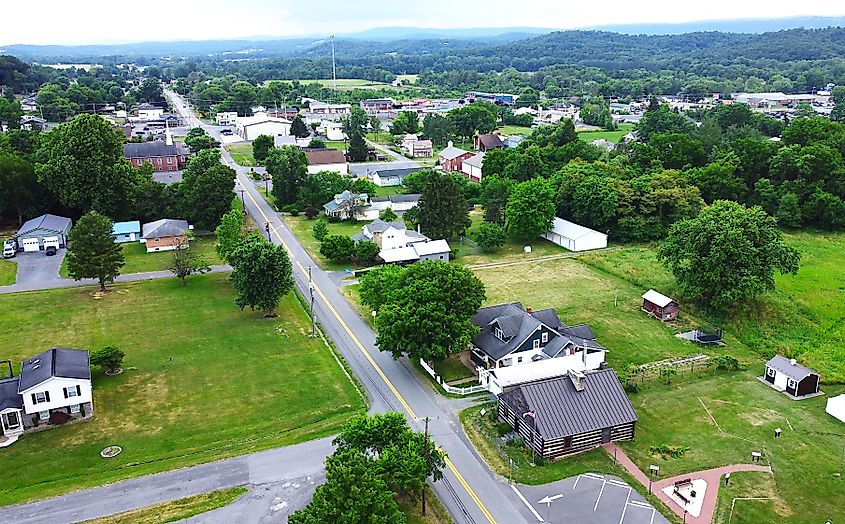 Aerial view of Fort Ashby in West Virginia.