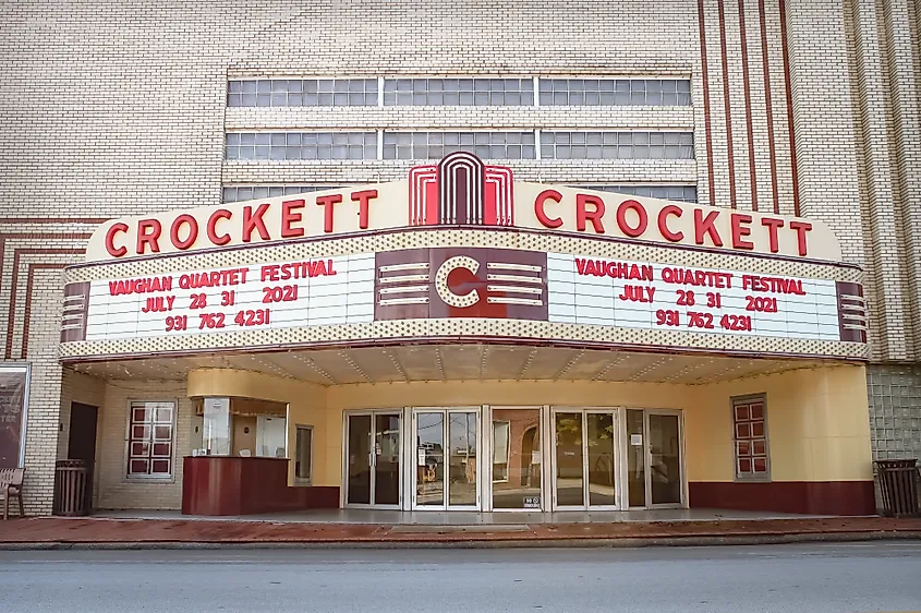 A historic theater in downtown Lawrenceburg, Tennessee