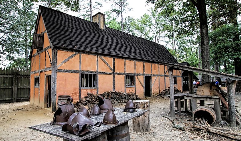 A replication of the original colonial town of Jamestown.