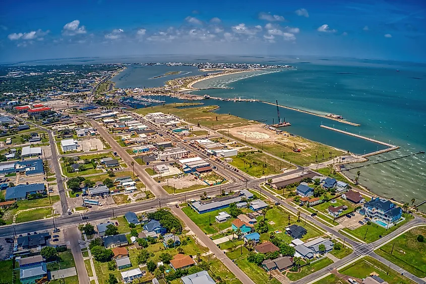 Aerial view of Rockport, Texas.