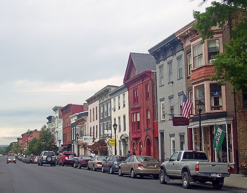 Warren Street from South Fourth Street in the historic district, Hudson, NY