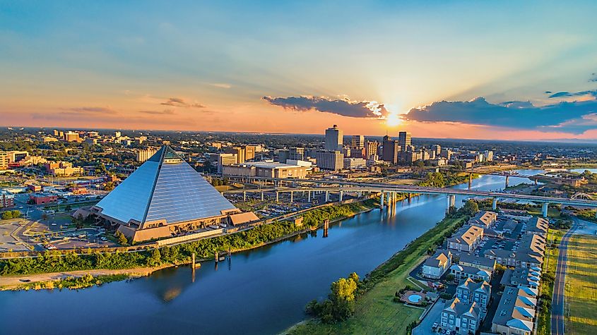 Aerial view of Memphis, Tennessee.