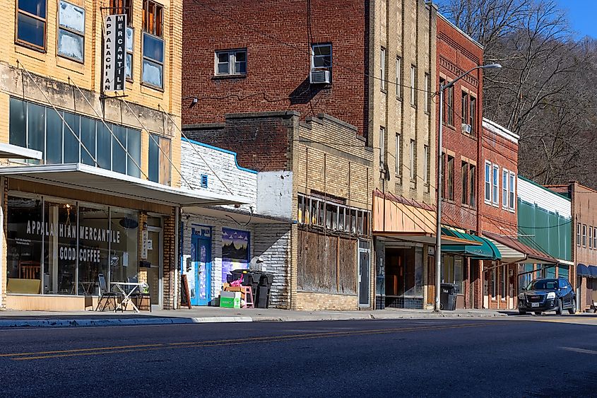 The Main Street in Big Stone Gap, Virginia.