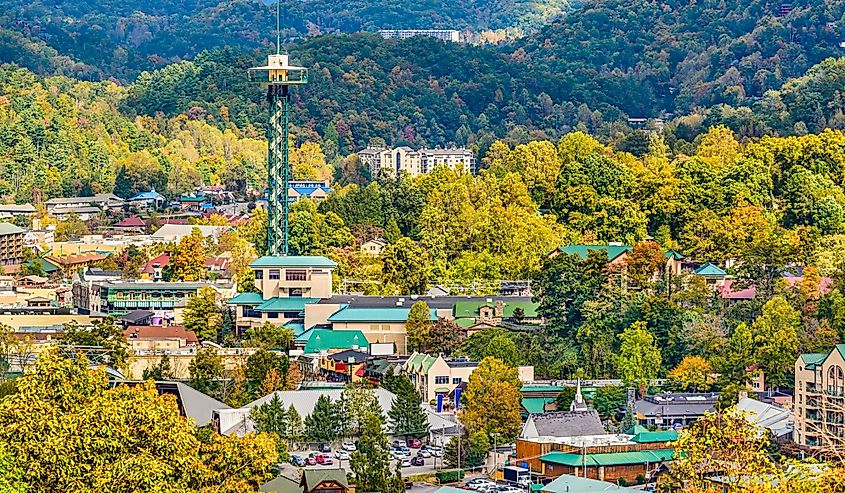 Overlooking the scenic Gatlinburg, Tennessee