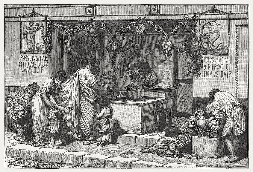 Illustration of a food business in the Roman Empire