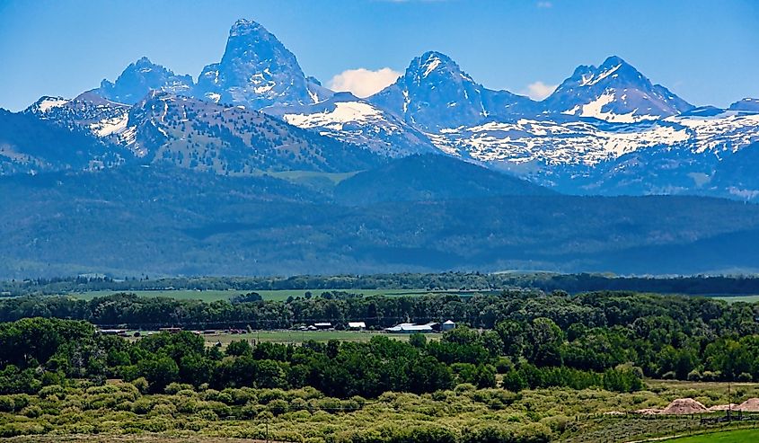 Spectacular View of the Grand Tetons from the Teton Scenic Byway near Tetonia, Idaho.