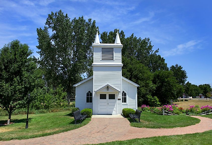 Small historic church in downtown South Lyon, Michigan.