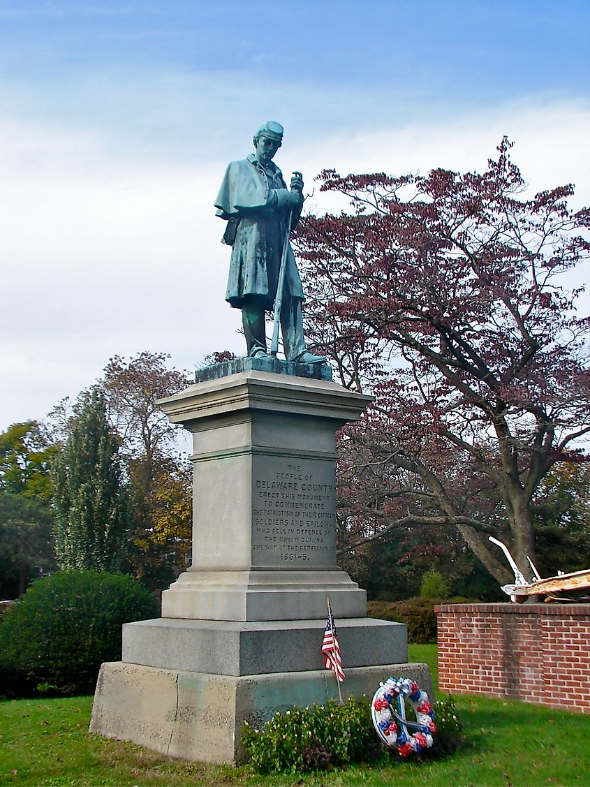 Civil War Soldier, sculpture by Milmore, Martin (1844-1883). Robert Wood & Company, founder. Cast 1872. Dedicated Sept. 17, 1873. IN Chester Rural Cemetery, Chester, Pennsylvania.