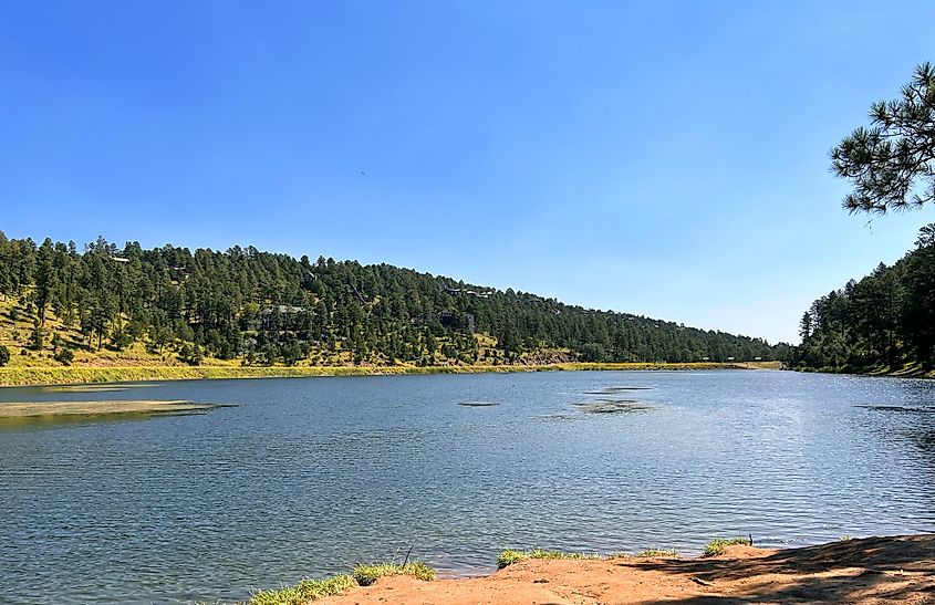 The serene Grindstone Lake in Ruidoso, New Mexico.