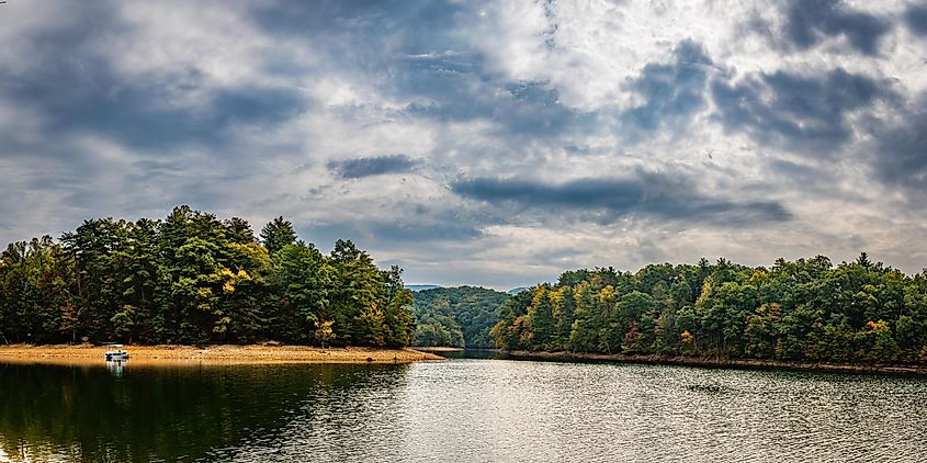 South Holston Lake was created by the construction of a Tennessee Valley Authority dam across the South Fork of the Holston River to generate power and flood control.