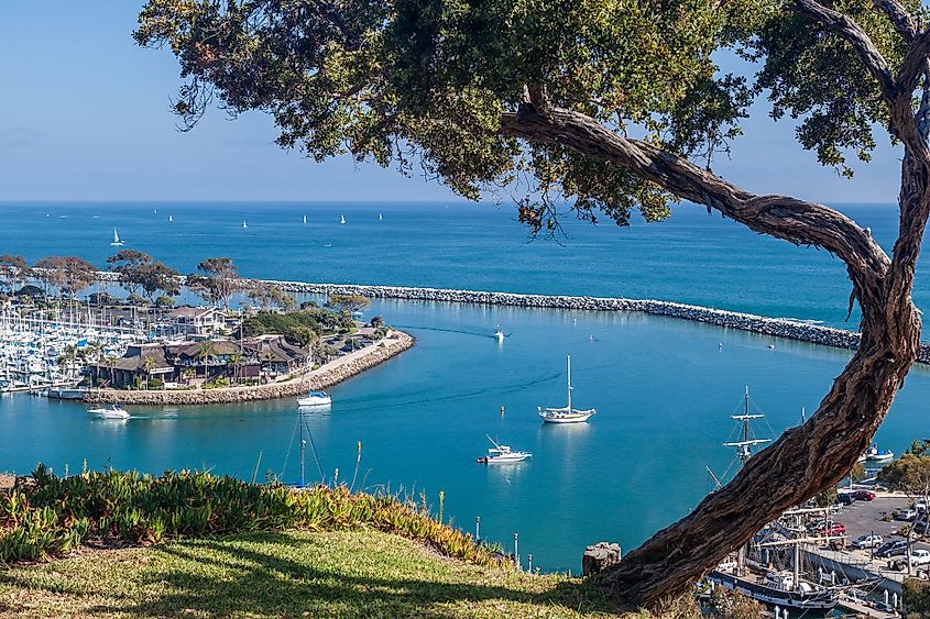 Aerial view of the beautiful town of Dana Point, California.